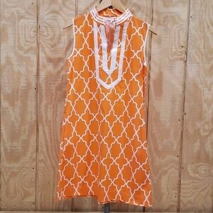 Chelsea Gunn NWT Orange White Abstract Print Sleeveless Shift Dress